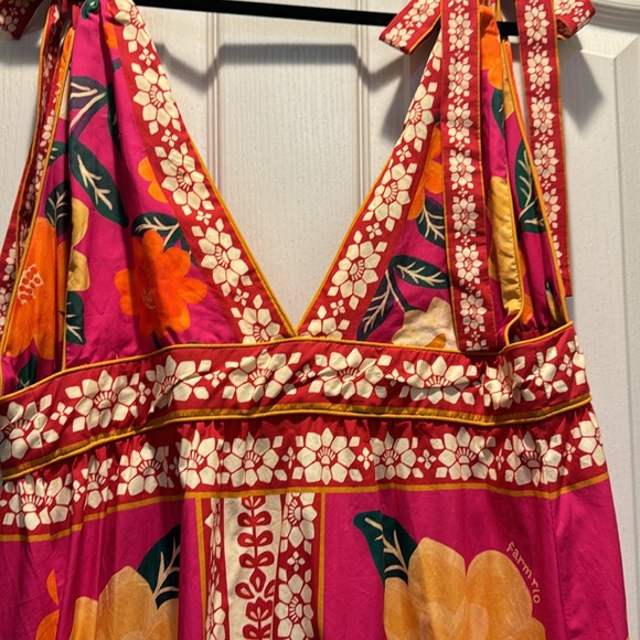 Farm Rio floral button down midi dress with bows on shoulders - Picture 8 of 8